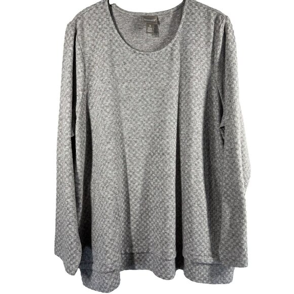 Chicos Top Stretch Knit Sweater XL Gray Pockets Soft Long Sleeves Warm Pullover - Picture 1 of 8